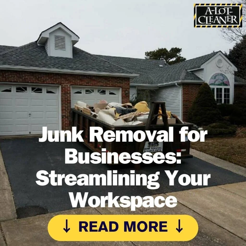 Dark commercial dumpster filled with office debris and construction materials